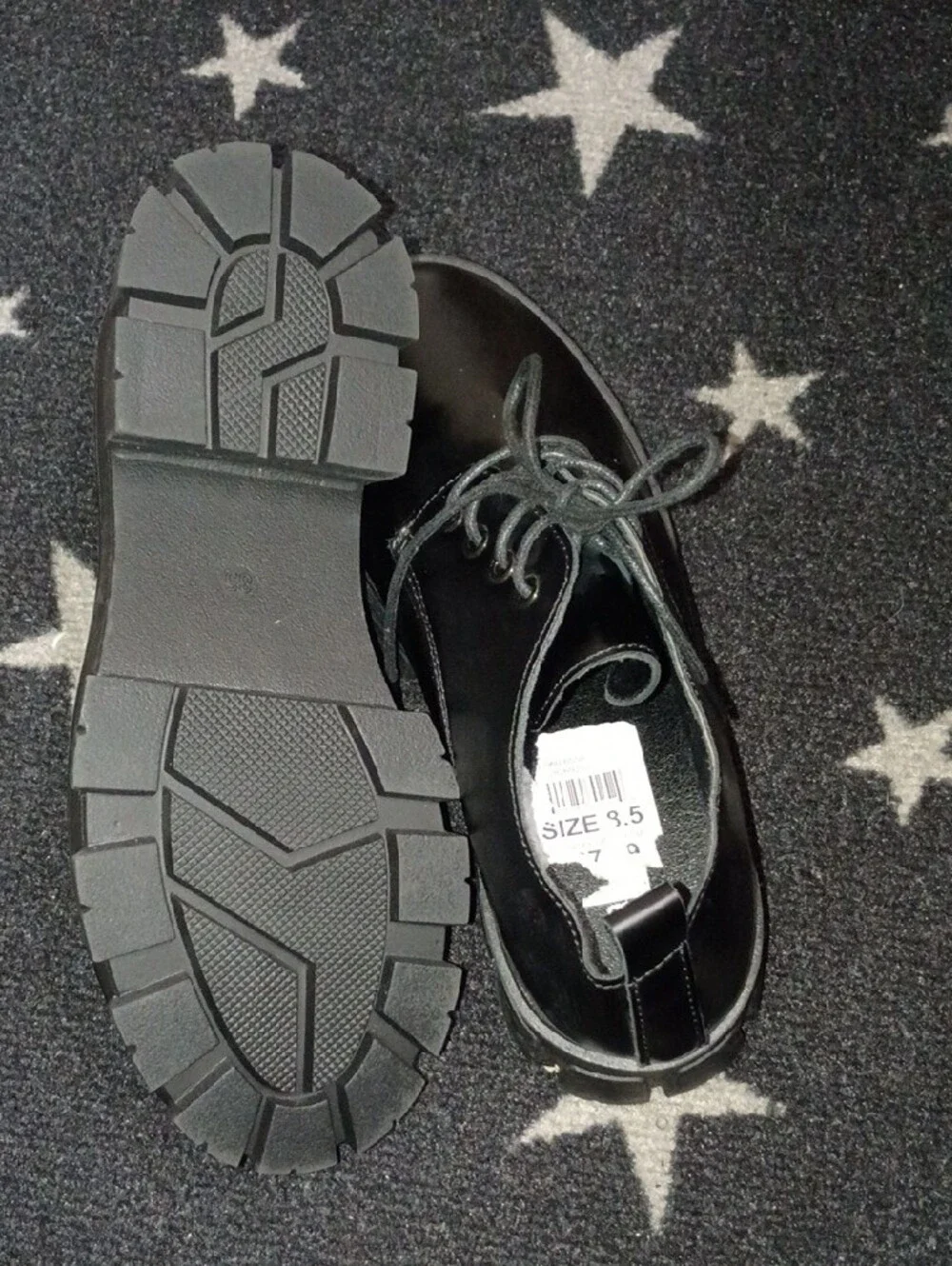 Madden Girl Black Patent Lace-Up Wedge Oxfords
